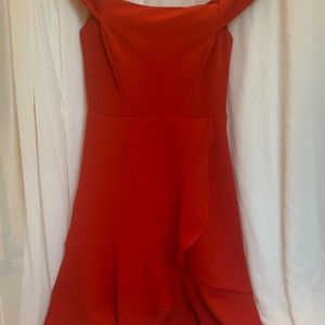 Off the shoulder red formal dress